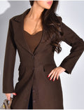 Blazer manteau très long et cintré à boutons