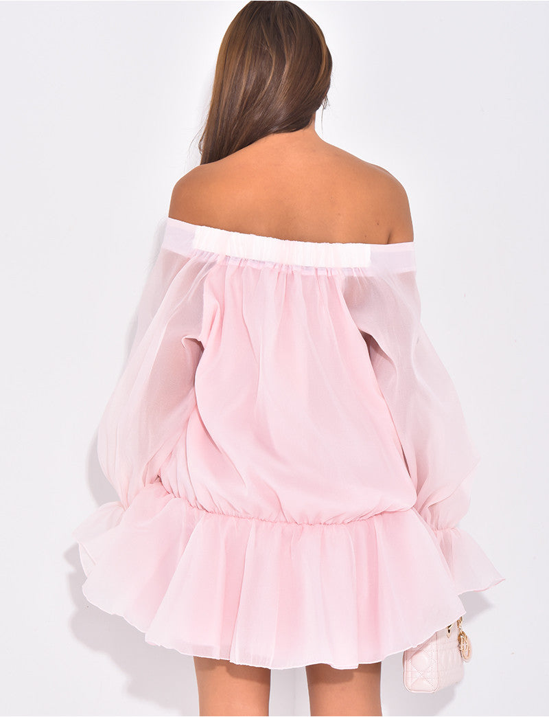 Blouse lacée en mousseline à volants