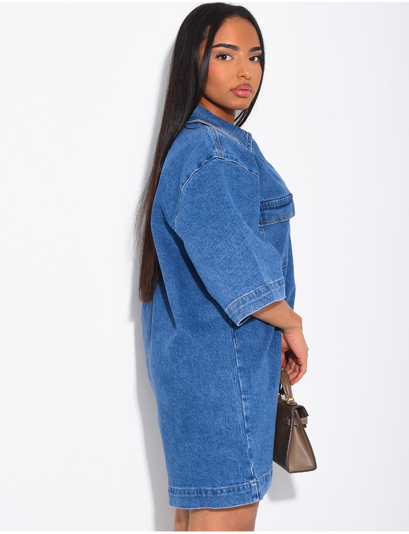 Tunique en jeans col polo