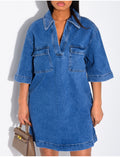 Tunique en jeans col polo
