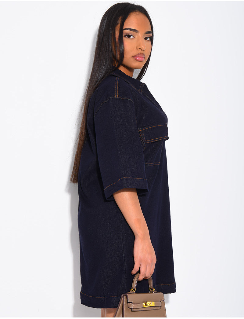 Robe en jeans courte à poches