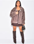 Veste en fausse fourrure premium col montant