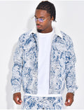 Veste à motifs avec fourrure sur le col