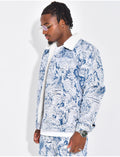 Veste à motifs avec fourrure sur le col