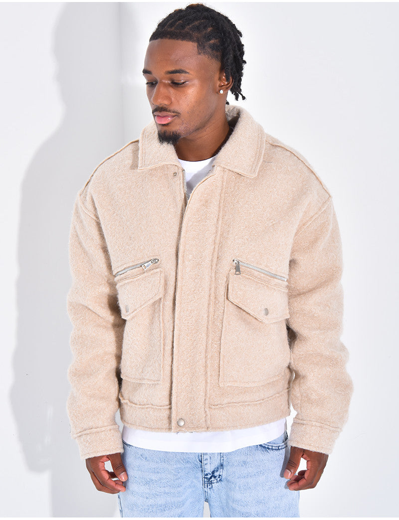 Veste à poches chiné