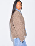 Veste en laine bouillie à bordures contrastantes