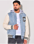 Veste bi-matière à capuche lettre C