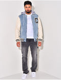 Veste bi-matière à capuche lettre C