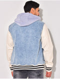 Veste bi-matière à capuche lettre C