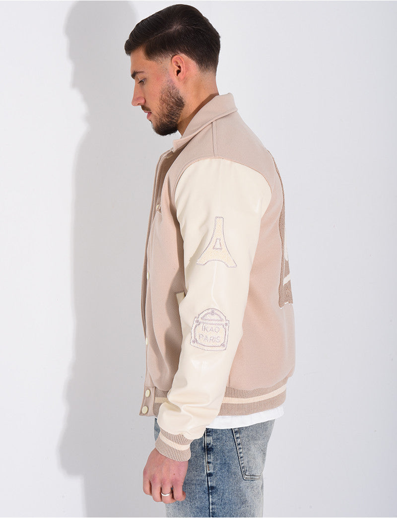 Veste bi-matière avec arc de triomphe