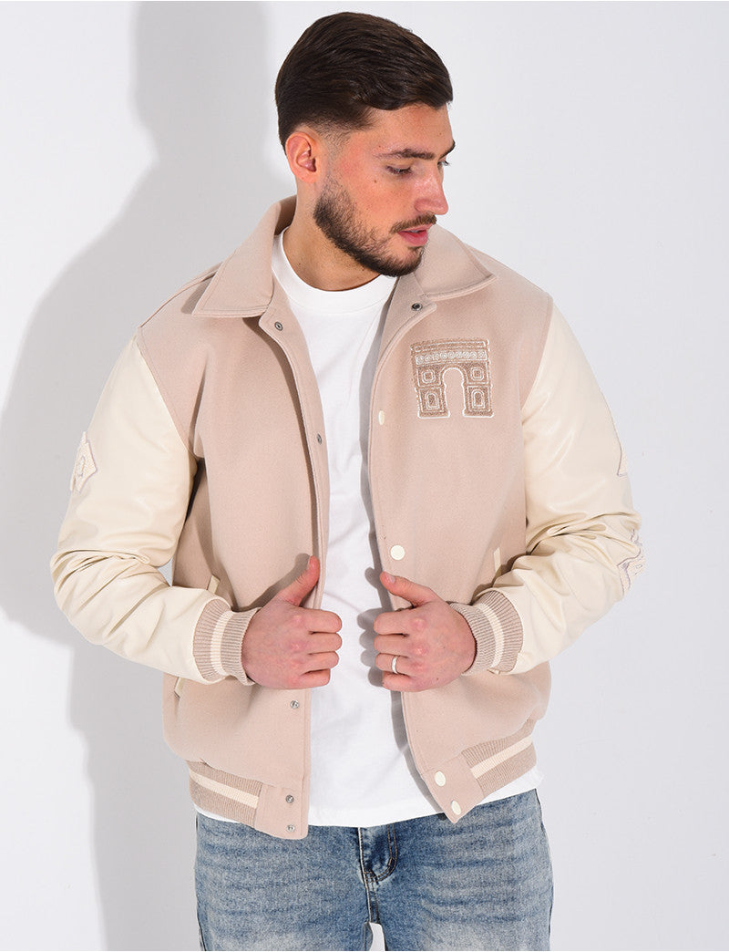 Veste bi-matière avec arc de triomphe