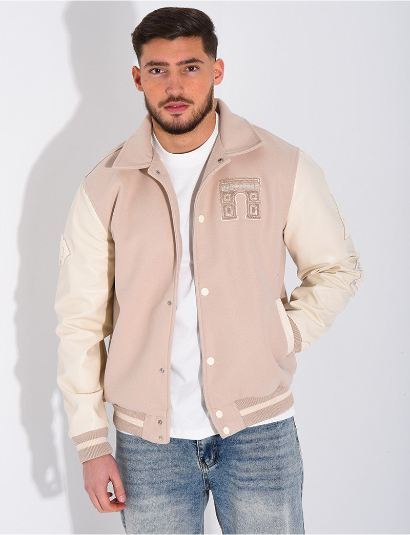 Veste bi-matière avec arc de triomphe
