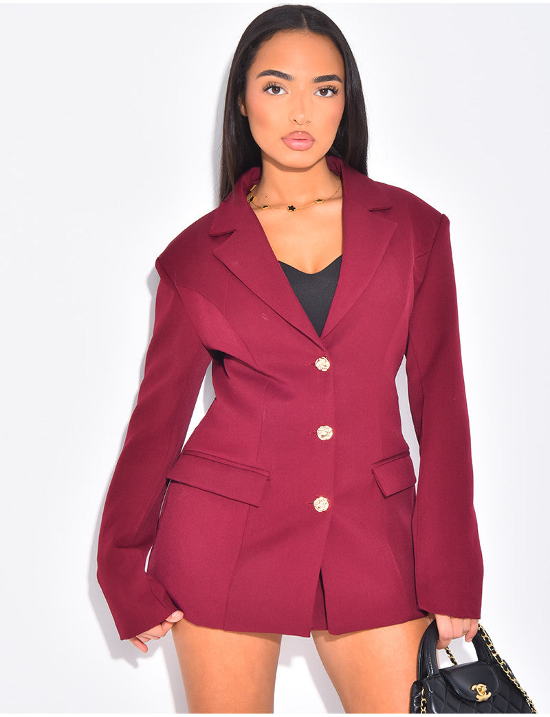 Veste blazer cintrée avec boutons dorés