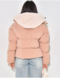 Veste courte à capuche peau de mouton amovible