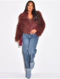 Manteau court à fourrure fluffy