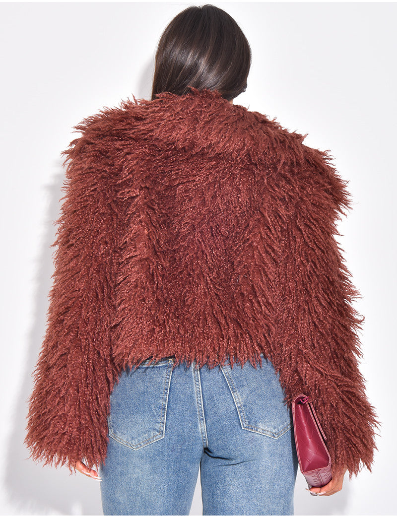 Manteau court à fourrure fluffy