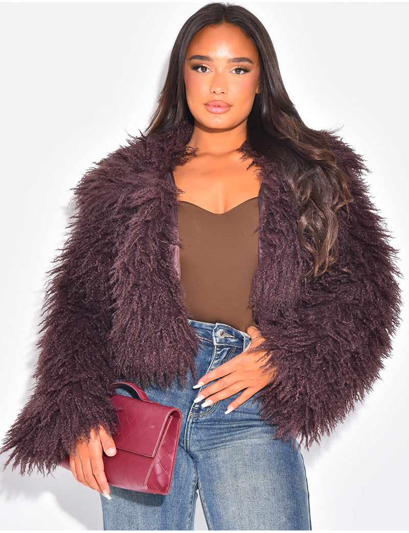 Manteau court à fourrure fluffy