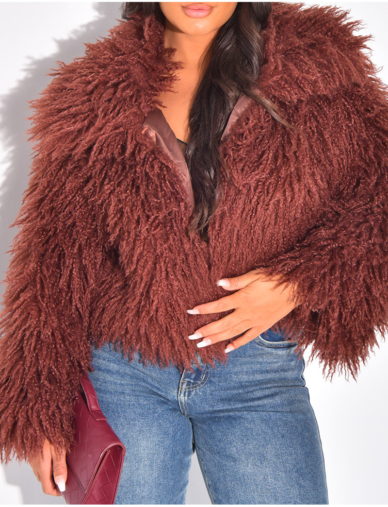 Manteau court à fourrure fluffy