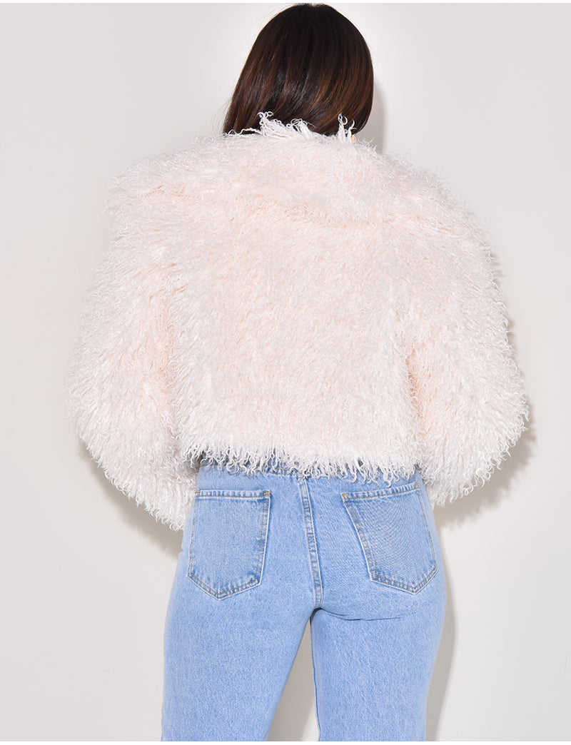 Veste courte en fausse fourrure fluffy