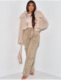 Veste courte en fausse fourrure fluffy