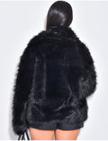 Veste courte en fausse fourrure à col rabattu