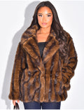 Manteau mi-long en fausse fourrure