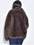 Veste courte en fausse fourrure marron froid