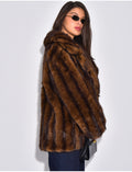 Manteau mi-long en fausse fourrure
