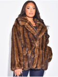 Manteau mi-long en fausse fourrure