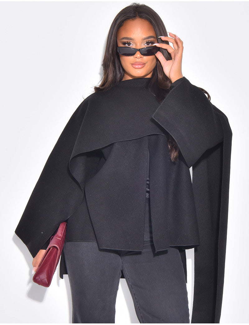 Veste courte en feutrine avec cape