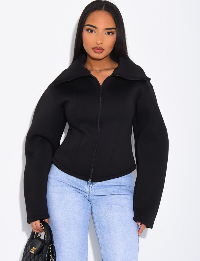 Veste courte en néoprène cintrée