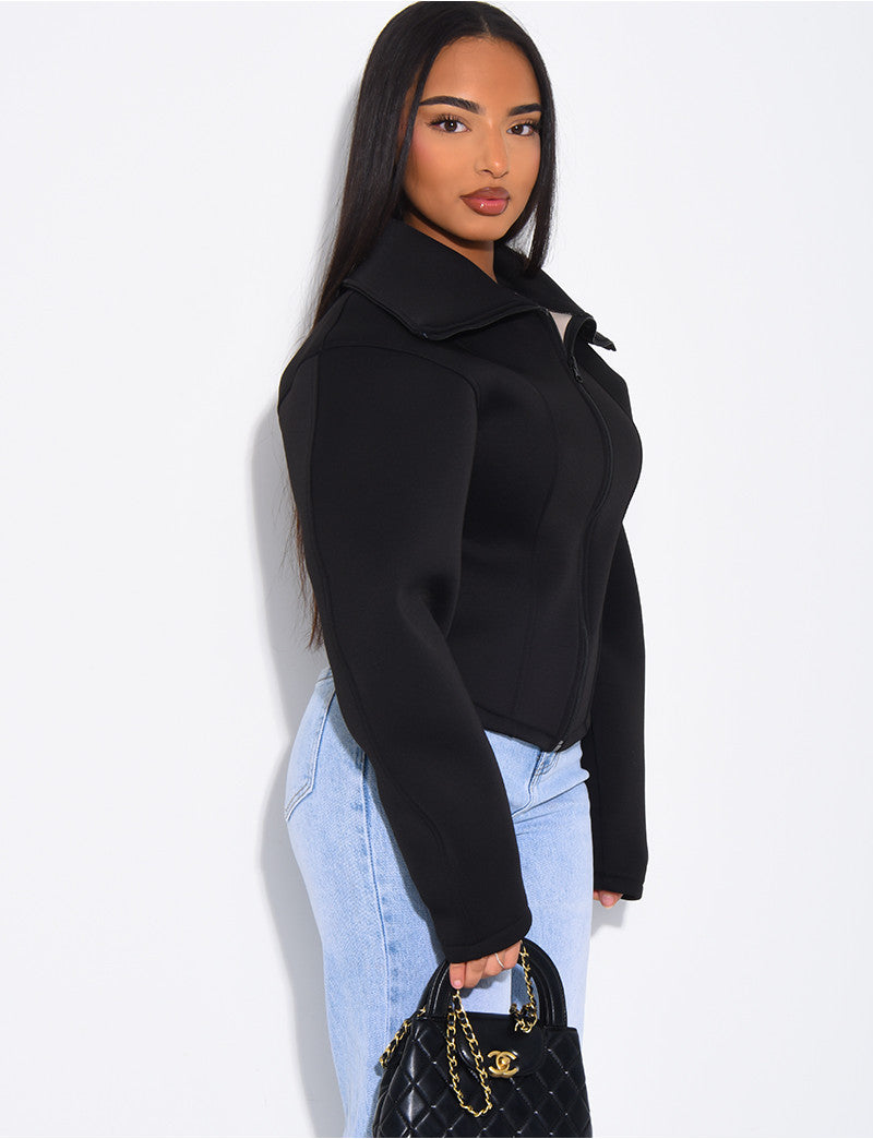 Veste courte en néoprène cintrée