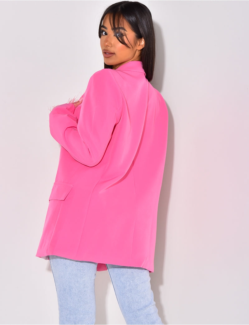 Veste de blazer avec petites plumes aux manches
