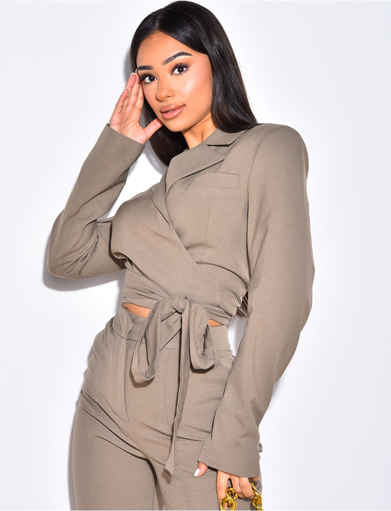 Veste de blazer courte à nouer