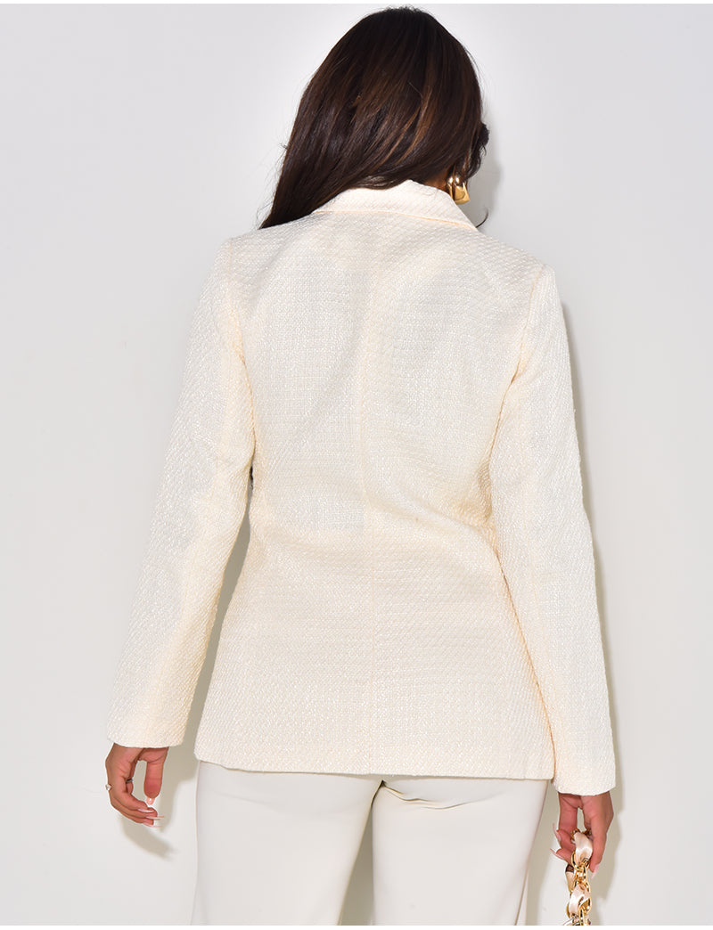 Blazer en tweed à boutons dorés