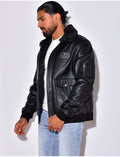 Veste en cuir véritable à col fourré amovible