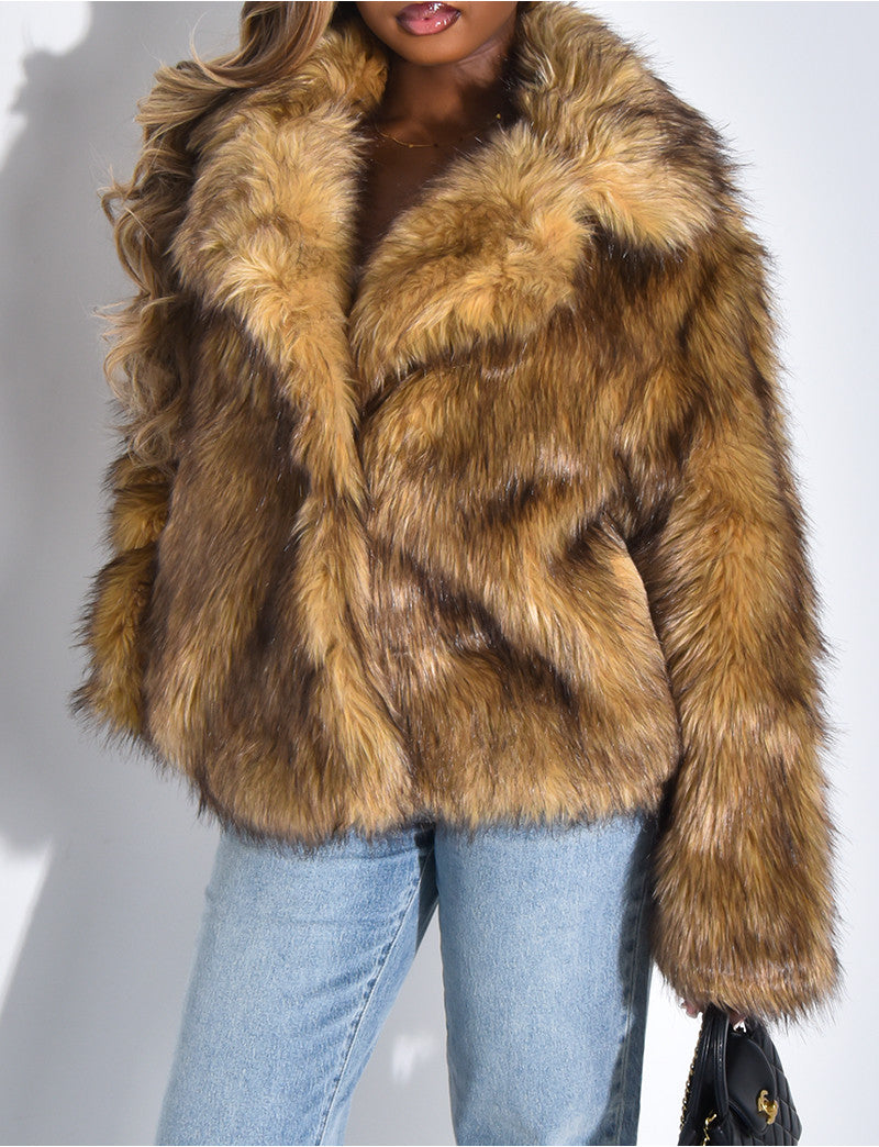 Veste en fausse fourrure à col blazer