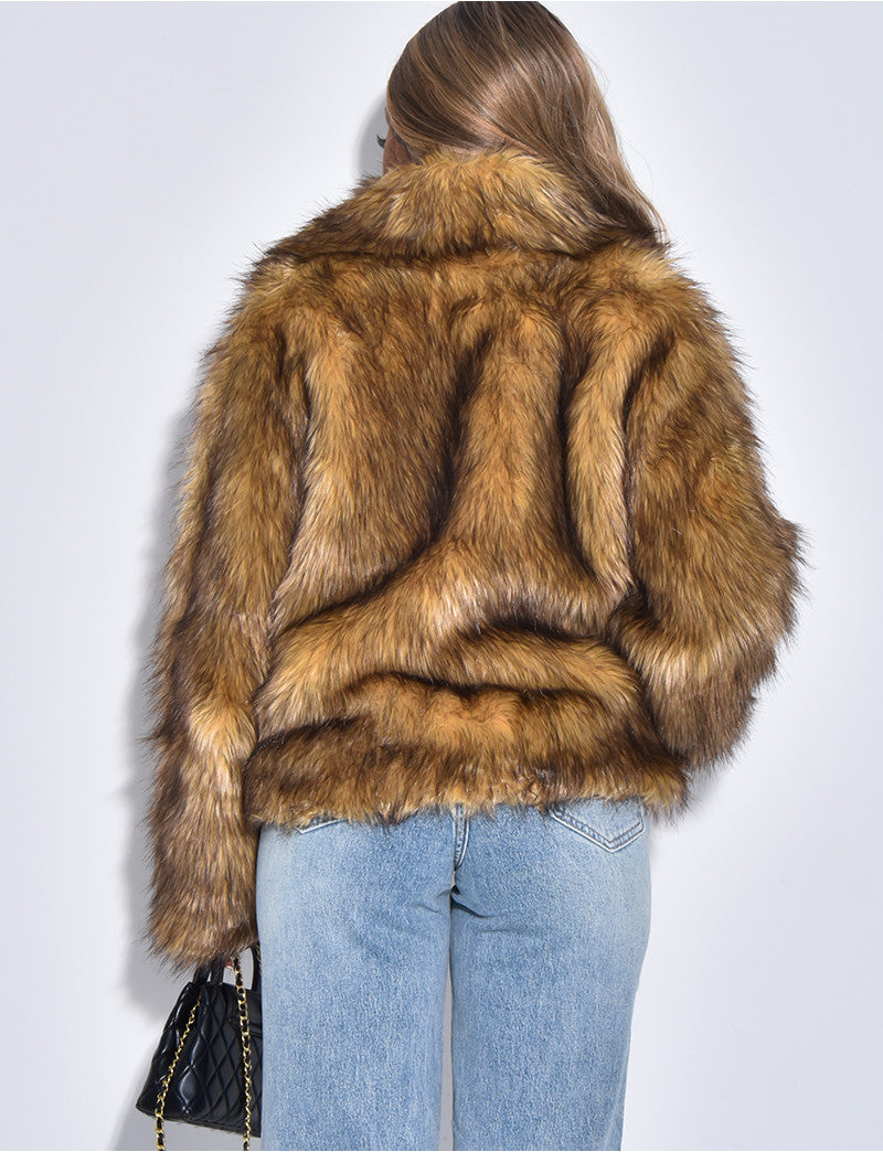 Veste en fausse fourrure à col blazer