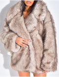 Manteau mi long en fausse fourrure