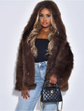 Veste en fausse fourure à capuche