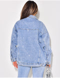 Veste en jeans oversize à strass recto/verso