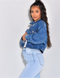 Veste en jeans courte à élastique au dos