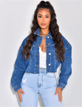 Veste en jeans courte à élastique au dos
