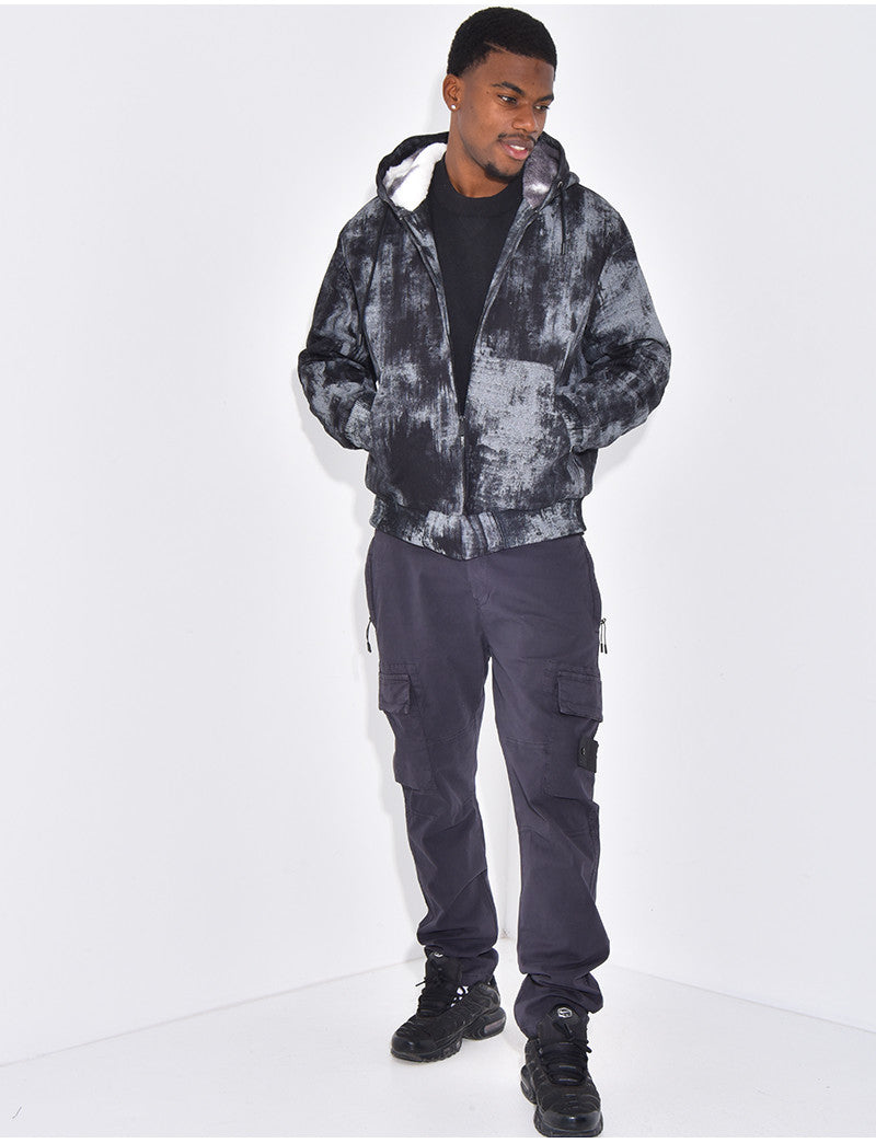 Veste en jeans fourrée & à capuche