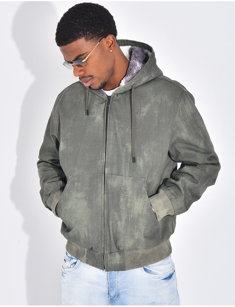 Veste en jeans fourrée & à capuche