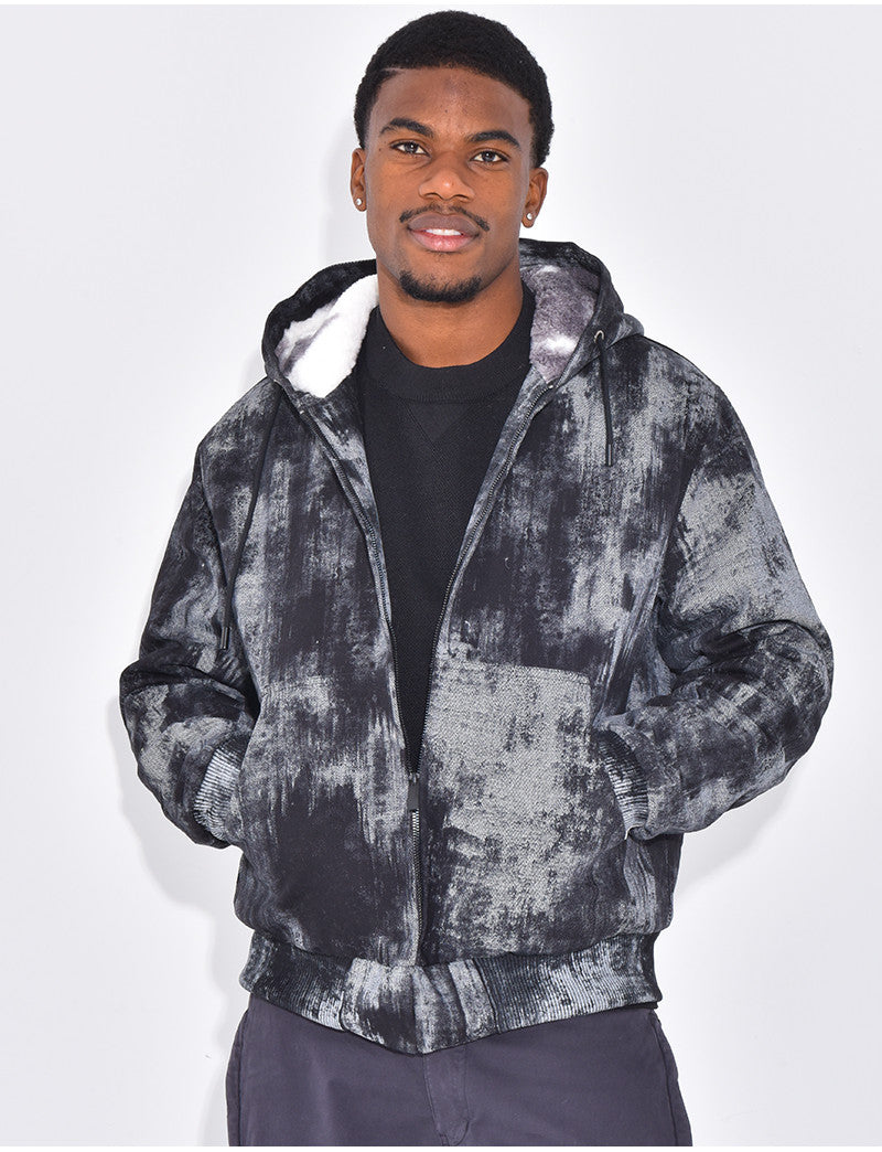 Veste en jeans fourrée & à capuche