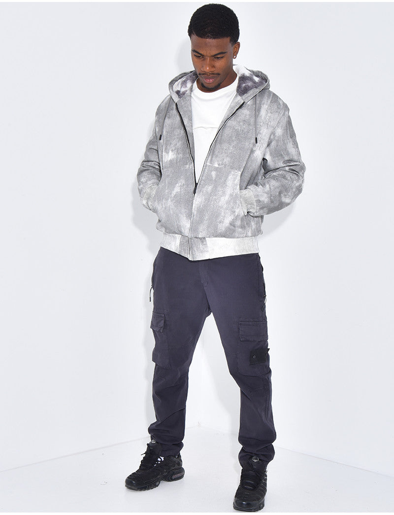 Veste en jeans fourrée & à capuche