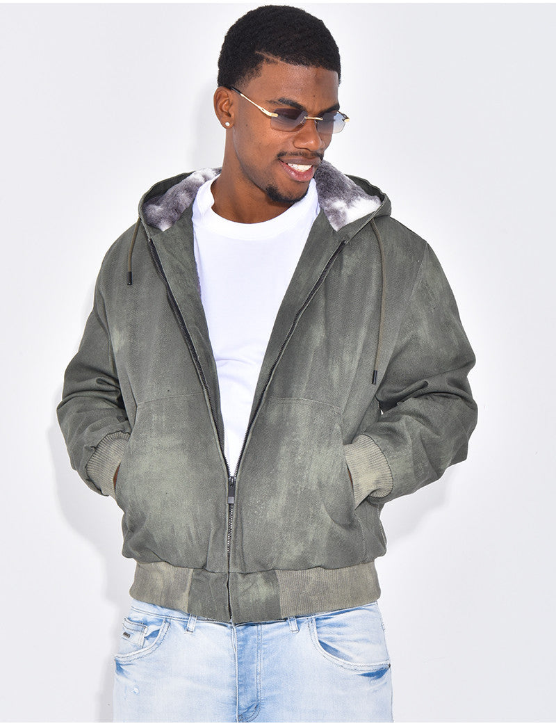 Veste en jeans fourrée & à capuche