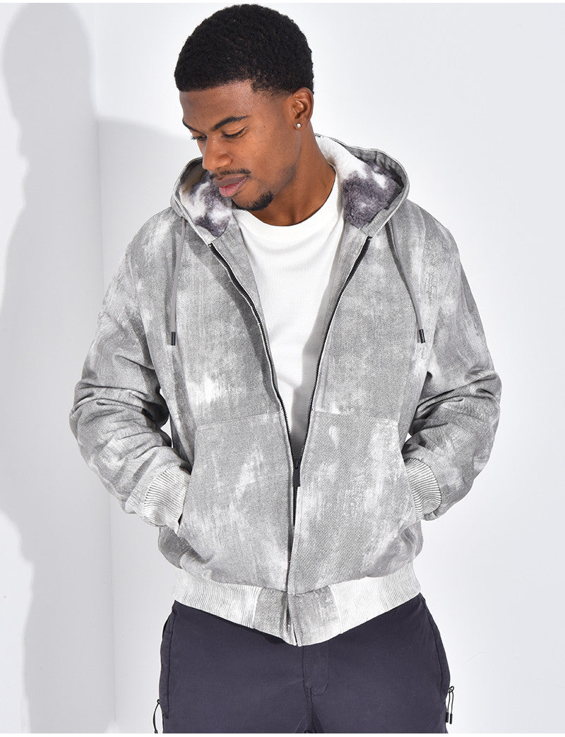 Veste en jeans fourrée & à capuche
