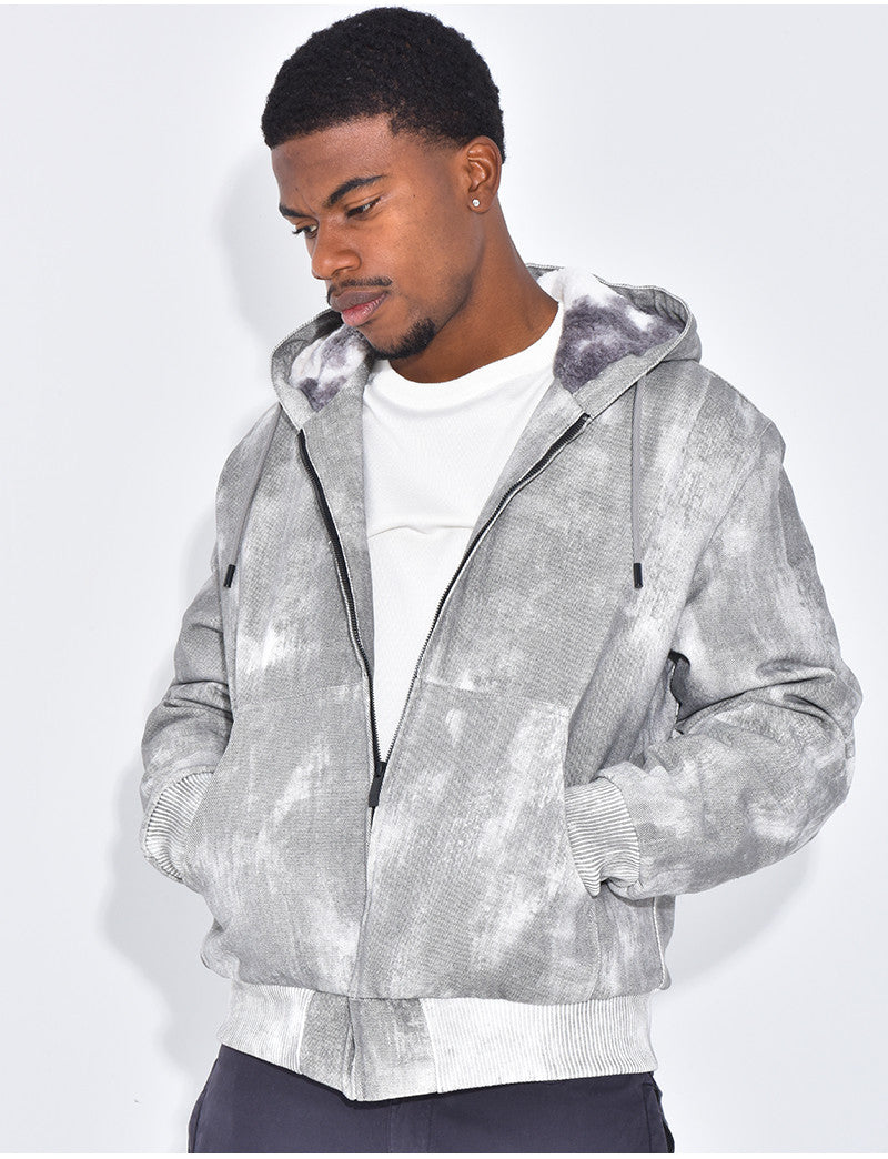 Veste en jeans fourrée & à capuche